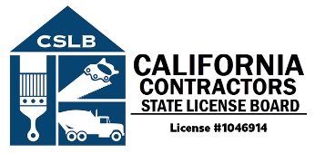 Logo of the Toronto Restoration contractors state license board featuring a blue house icon with tools, a handshake, and a truck, alongside the text "cslb" and license number "1046914".