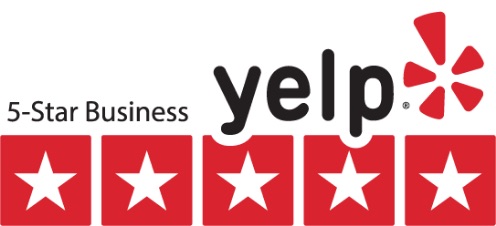 The Yelp logo with the text "Toronto Restoration" and five red stars displayed below the text, symbolizing a top rating.